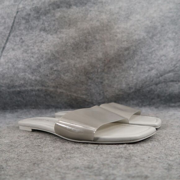 Stuart Weitzman Shoes Womens 8 Sandal Slides Jelly Flat Square Toe Grey Summer - Picture 1 of 13